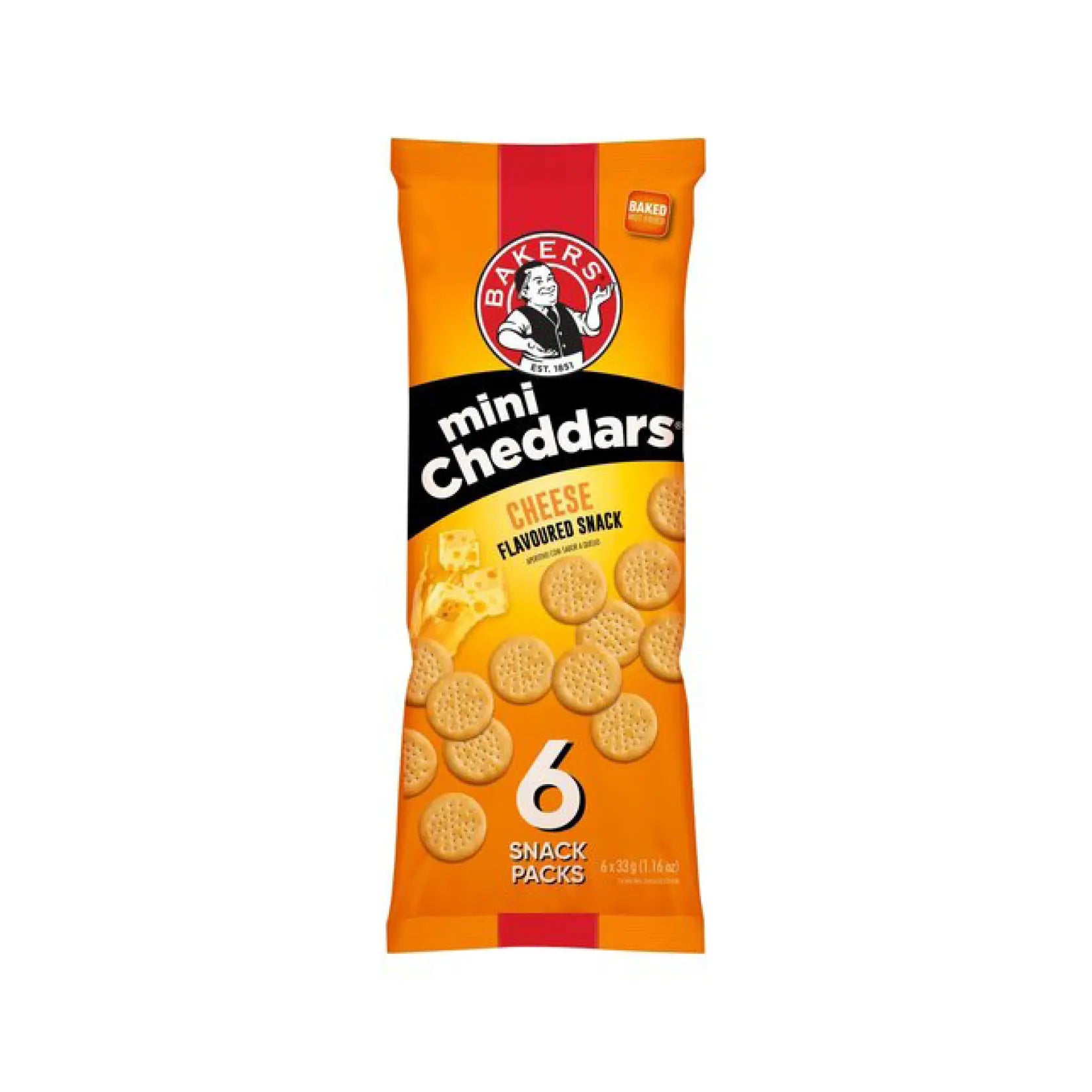Bakers Cheese Mini Cheddars 6 x 33g