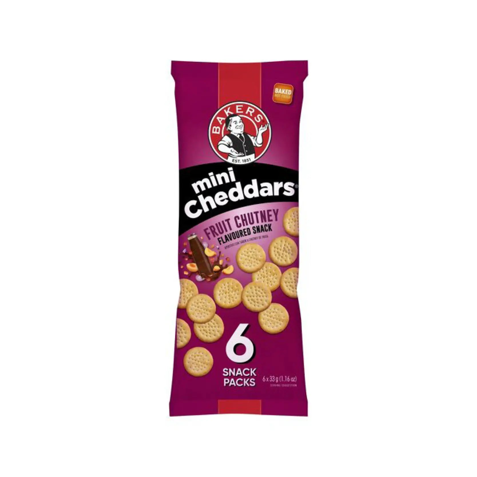 Bakers Fruit Chutney Mini Cheddars 6 x 33g