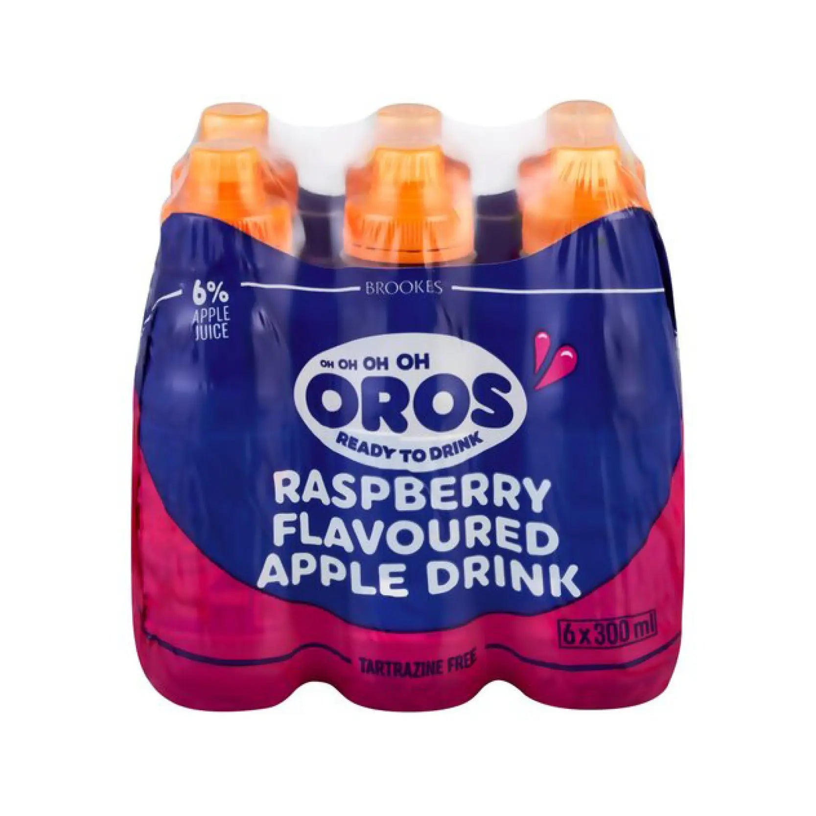 Brookes Oros Raspberry Flavoured Apple Drink 300ml x 6