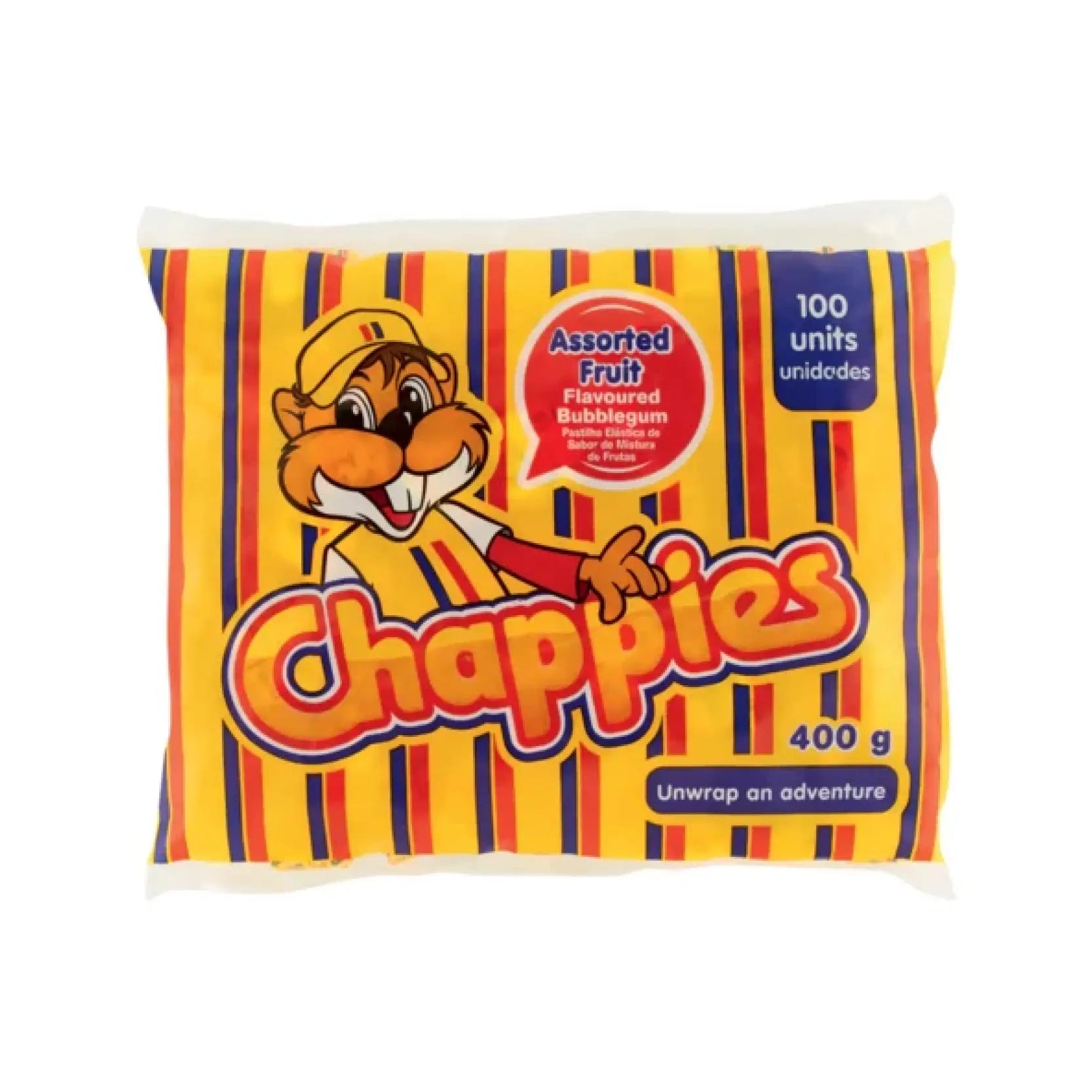 Chappies Assorted Fruit Flavoured Bubblegum 100 Pack