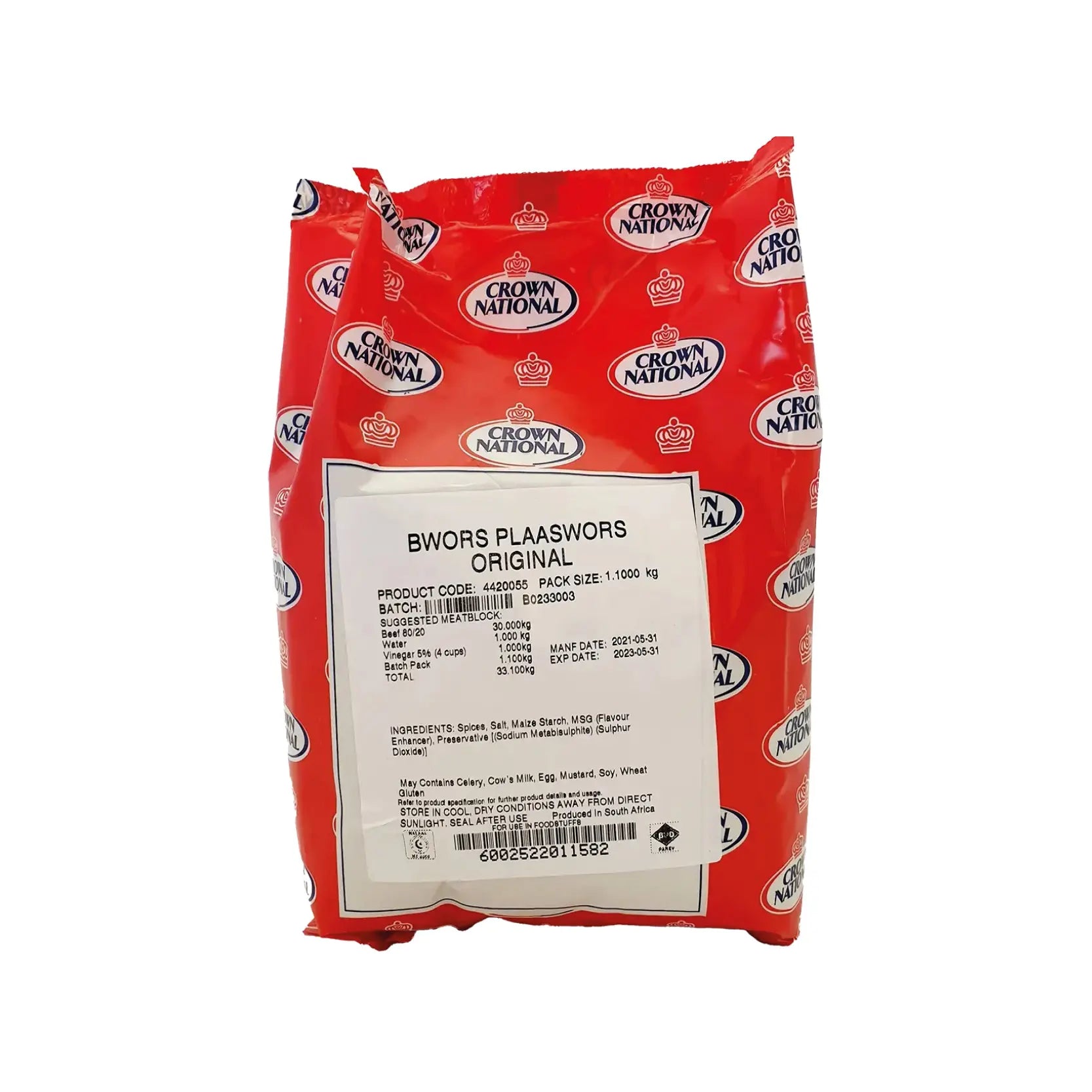 Crown National Boerewors Plaaswors Original 1.1kg