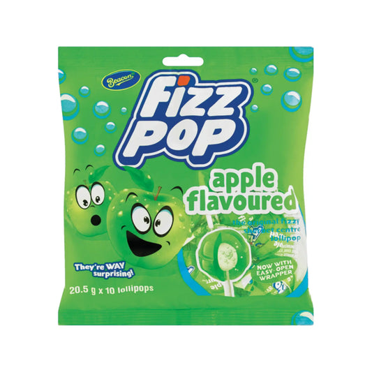 Fizz Pop Apple Flavoured Lollipops 10 Pack